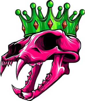 vector tiger skull with crown