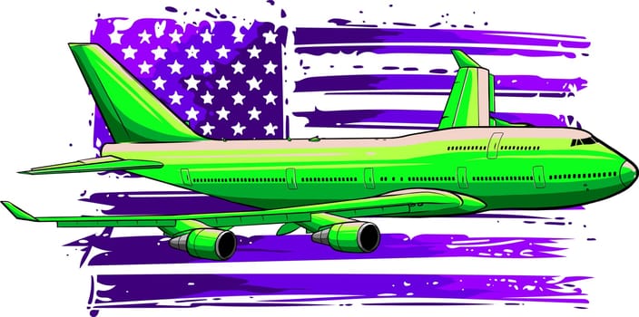 illustration of airplane with american flag