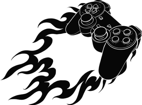 joypad with a fire for gaming vector illustration