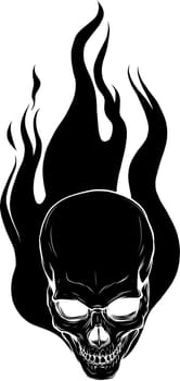 vector illustration of skull falling with fire