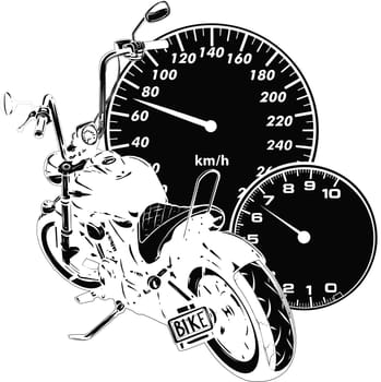 custom Motorcycle with speedometer vector illustration