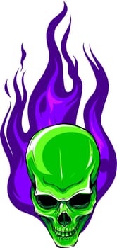 Skull on Fire with Flames Vector