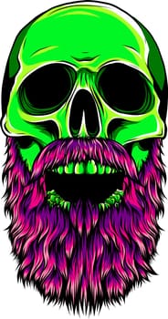 Bald, bearded hipster skull vector