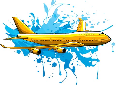 vector illustration of colored Airplane flying