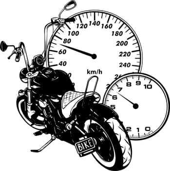 custom Motorcycle with speedometer vector illustration