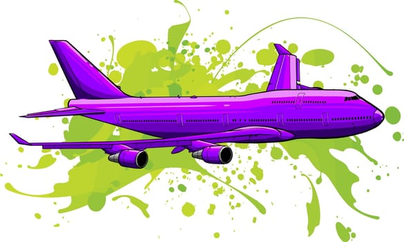 vector illustration of colored Airplane flying