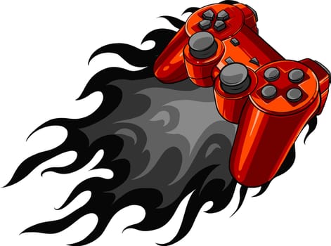 joypad with a fire for gaming vector illustration