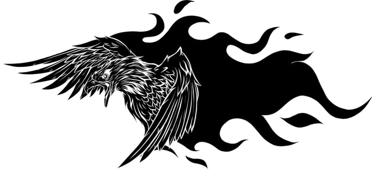 vector illustration of eagle with flames
