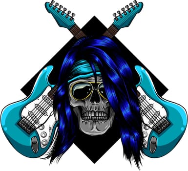 Electric Guitar and skull vector