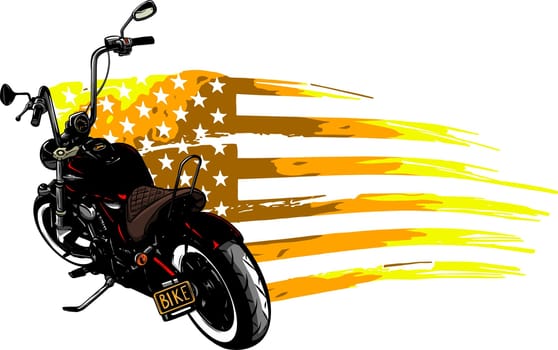 chopper motorcycle with american flag illustration