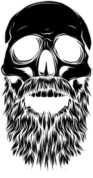 Bald, bearded hipster skull vector