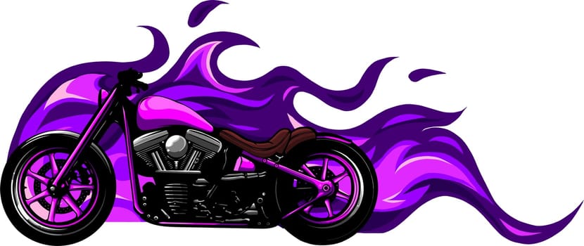 custom motorcycle with flames vector