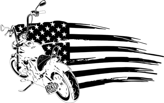 chopper motorcycle with american flag illustration