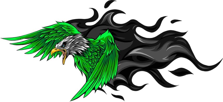 vector illustration of eagle with flames