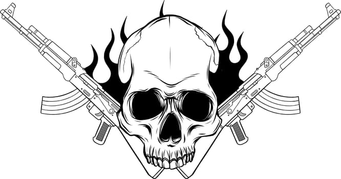 Skull with machine guns AK-47.