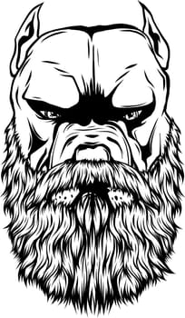 Pitbull head with beard design