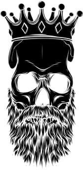 illustration of king skull with beard