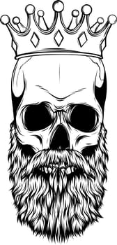 illustration of king skull with beard