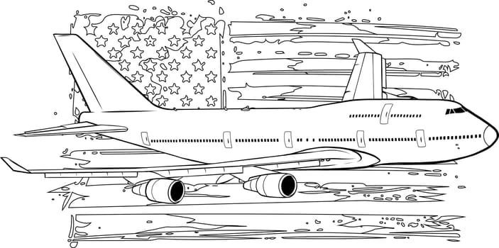 illustration of airplane with american flag