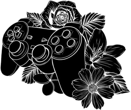 game pad with a flower for gaming vector illustration