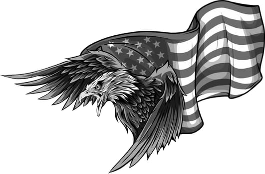 illustation American eagle against USA flag