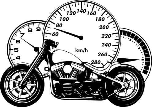 custom Motorcycle with speedometer vector illustration