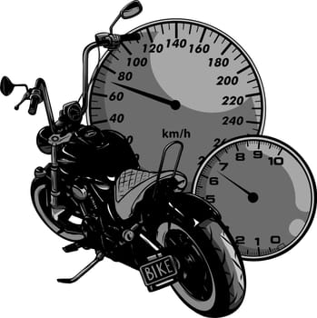custom Motorcycle with speedometer vector illustration
