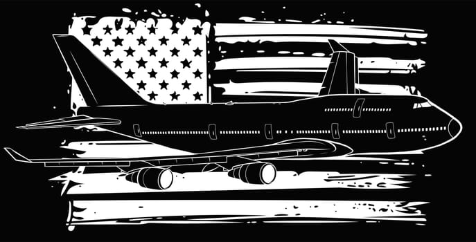 illustration of airplane with american flag