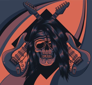 skull with crossing guitars vector