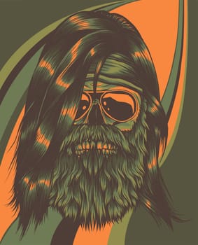Bearded skull vector illustration design
