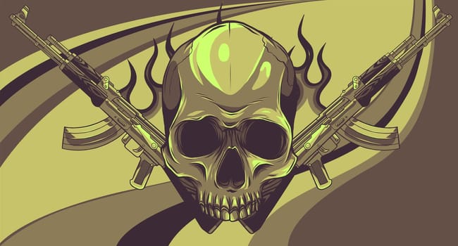 Skull with machine guns AK-47.