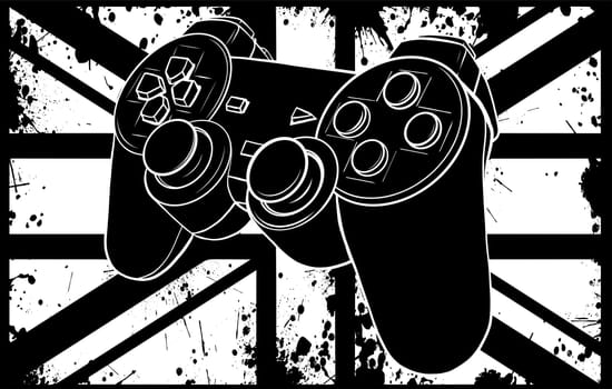 Gaming controller with england flag vector