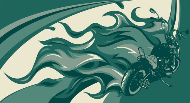 custom motorcycle with flames vector