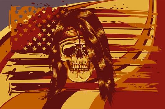 illustartion of skull with american flag