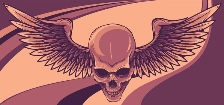vector illustration Skull and wings