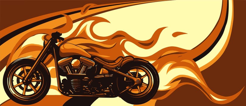 custom motorcycle with flames vector