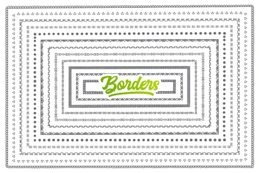 Hand drawn set of different styled mandalas with green lettering in vector