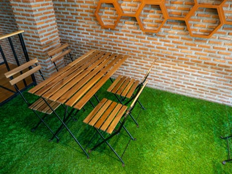 the Room with communal table, chairs in vintage cafe