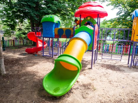 The Colorful playground on yard in the park.