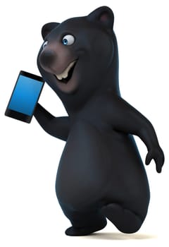 Fun bear with a phone - 3D Illustration