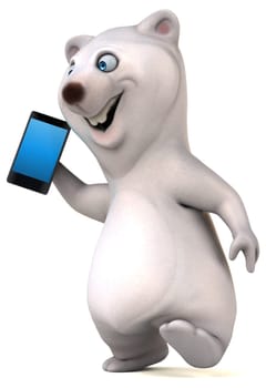 Fun bear with a phone - 3D Illustration