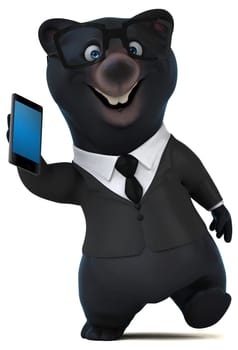 Fun bear with a phone - 3D Illustration