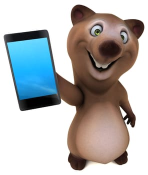 Fun bear with a phone - 3D Illustration
