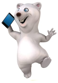 Fun bear with a phone - 3D Illustration