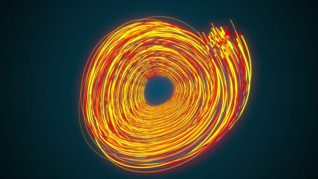 Abstract rings of flashing colorful stripes, computer generated. 3d render of modern backdrop