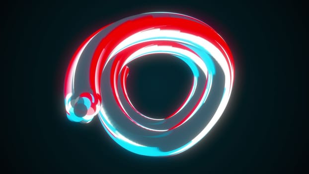 Abstract rings of flashing colorful stripes, computer generated. 3d render of modern backdrop