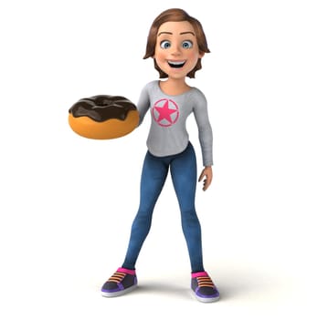 Fun 3D illustration of a cartoon teenage girl