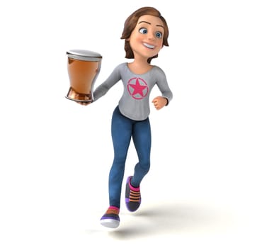Fun 3D illustration of a cartoon teenage girl