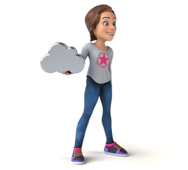 Fun 3D illustration of a cartoon teenage girl