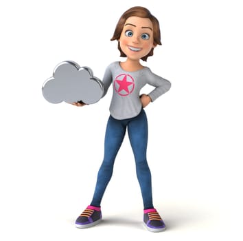 Fun 3D illustration of a cartoon teenage girl